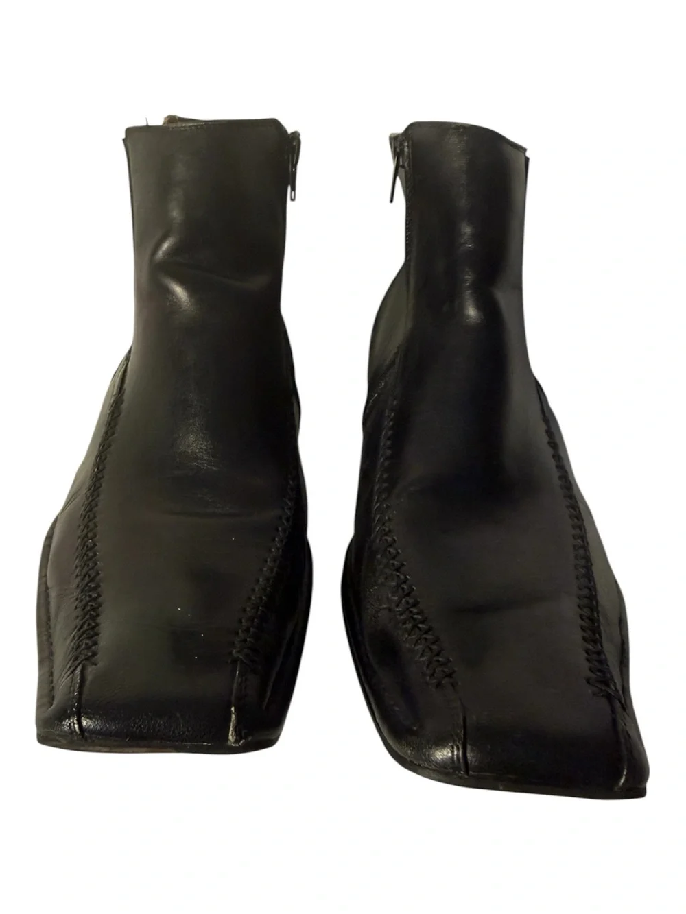 Steve Madden Men's Black Square-Toe Zip Ankle Boots Zip closure stokpile 10.5
